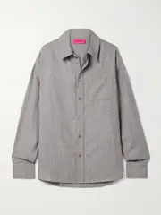 [The Elder Statesman] The Elder Statesman - Oversized Wool And Cashmere-blend Shirt - Silver - medium medium Silver