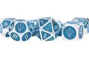 MDG Tales of the Valiant Metal Dice Set Silver w/ Light Blue Enamel