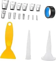 Tofficu 18pcs Stainless Steel Caulk Nozzle Finishing Tool Reusable Applicator for Kitchen Bathroom Sealant Easy to Clean Duckbill Design for Smooth Application Uneven Surfaces