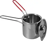 Vaguelly 1Set Stainless Steel Deep Fryer with Strainer for Home Cooking Ergonomic Handle for Easy Handling Versatile Deep Pot for Frying and Heating Food