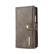For Iphone X / Xs Triple Fold Crazy Horse Texture Horizontal Flip Magnetic Protective Case With Holder and Card Slots and Wallet (Grey)