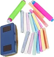 Angoily 1Set Dustless Chalk Vibrant Dustless Chalks with Chalkboard Eraser and Chalk Holders for Classroom Home and Office Use and Easy to Write