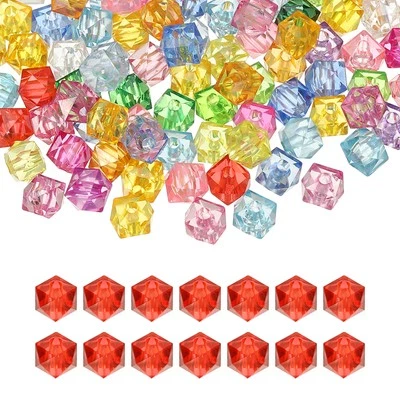 12mm Acrylic Cube Faceted Beads, 100 Pcs Diamond Spacer Beads, Multicolored