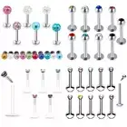 8pc 16G Mixed Style Crystal Labret Ring Bar Set Monroe Lip Ear Piercing 6mm-12mm
