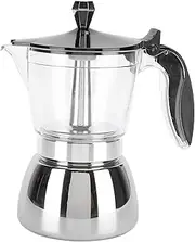 6 Cups Stainless Steel Coffee Pot,Moka Pot Premium Crystal Glass Top Stovetop Moka Pot,Italian Octagonal Household Moka Pot