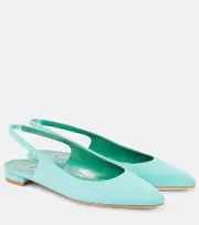 [Manolo Blahnik] Manolo Blahnik Sawra 10 suede slingback flats AU 8 blue
