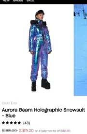 Aurora Beam Holographic SnowsuitBlue