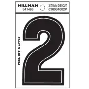 Hillman 3-In Die-Cut Black Gloss Finish Wide Style Vinyl Peel-Off Number (2)