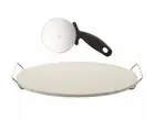 Soffritto Professional 3 Pce Set Home Bakeware Pizza Stone with Rack and Cutter