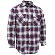 Men's 100% Cotton Flannelette Shirt Long Sleeve Plaid Check Flannel w Pockets - Snowfall Navy Plaid