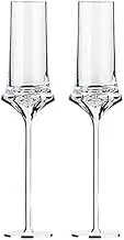 Champagne Flutes Glass High Footed Crystal Champagne Glass, Silver Stem Champagne Flute Set of 2, Capacity 5.07 oz for Birthdays and Newlyweds Flute Glasses