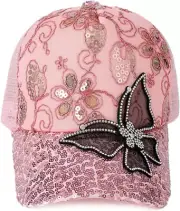 Sequin Baseball Cap Adjustable Rhinestone Butterfly Baseball Cap