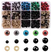 390pcs Plastic Safety Eyes and Noses, Includes Colorful Safety Eyes and Safety Nose with Washers, Multiple Sizes for Doll, Plush Animal and Teddy Bear Craft M