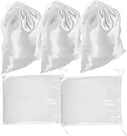 DEARMAMY 5pcs Satin Storage Bags with Drawstring Large Party Favor Bags Silk Wig Bags Fabric Cloth Drawstring Pouches for Wedding Birthday Christmas