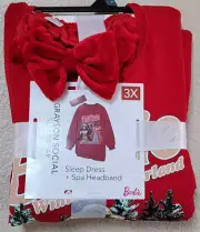 Barbie Junior's Sleep Dress + Spa Headband Grayson Social Sleepwear Size 3X NEW