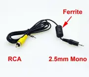 2.5mm Mono Plug to RCA Yellow Video Cable for Car GPS Dashcam DVR Rear Camera