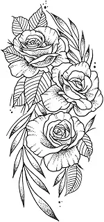 Semi-Permanent Tattoo,Rose HC-BB-830,Rose Tattoos,Resilience,Water-Resistant,Lasts 1-2 Weeks,Real Tattoo Look,18 x 11 cm