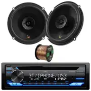 JVC KD-T720BT Single DIN Bluetooth CD Receiver, 2x 6.5" 150W Car Speakers, Wire