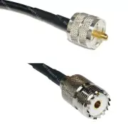 Wizace PL259 (UHF) Male to SO239 Female Coax Cable (50 Ohm), 25 Feet