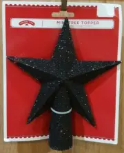 Holiday Time Black Glitter Star Mini Christmas Tree Topper, 5.5"H