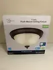 Mainstays 11" Classic Flush Mount Ceiling Light, Bronze Finish Frosted Glass