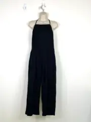 NEW Abercrombie Fitch Womens Size 10P Linen Jumpsuit Lace Up Halter Wide Leg