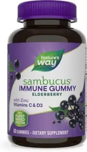 Nature’s Way Sambucus Elderberry Vitamin C & D3 Gummy , Veg - 10486 (60 Count)