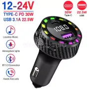 Bluetooth 5.3 Wireless FM Transmitter MP3 Audio Adapter Car Charger Dual USB