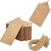VGOODALL 150pcs Gift Tags with String Attached, 1.7 x 2.8 inch Kraft Paper Hang Tags for Clothes DIY Crafts Wedding Holiday (Brown)