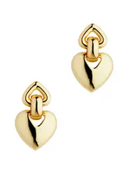 Kenneth Jay Lane Double Heart Drop Earrings - Gold ONE SIZE