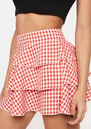 Cherry Ruffle My Feathers Gingham Skirt