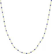 [JewelryWeb] 14k Yellow Gold Cobalt Enamel Bead Adjustable Chain Ankle Bracelet Anklet-Anklet for Women and Men