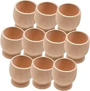 SEWOART Unfinished Mini Egg Cups 10pcs DIY Wooden Egg Holder for Boys and Girls Smooth Surface for for Children's DIY Projects