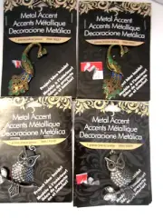 4 horizon crafters metal accents craft charms w rhinestones. Owls & Peacocks.