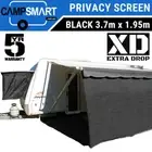 Campsmart XD 3.7m Black Caravan Privacy Screen 1.95m Extra Drop Roll Out Awning