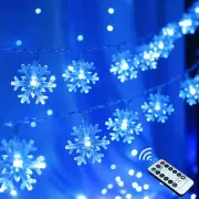 Blue Christmas Decorations Snowflake Lights, 20 FT 40 LED Battery Operated Fairy