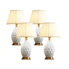 Soga 4X Textured Ceramic Oval Table Lamp With Gold Metal Base White