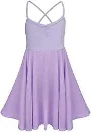 [Jugaoge] Girls Spaghetti Chiffon Ballet Dance Dress Gymnastics Leotard Overlay Lyrical Ballerina Costume