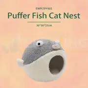 Dog Cat Pet Calming Bed Warm Soft Plush Nest Comfy Cave AU Puffer Fish Cute