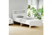 Artiss Bed Frame King Single Size Wooden with 3 Shelves Bed Head White
