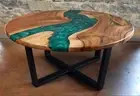 Epoxy Resin Center Table / Round Wooden epoxy Office Table / Wood and Resin TOP