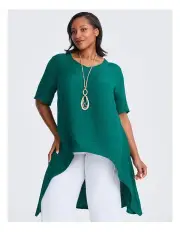 [Taking Shape] Crinkle Hope Top in Forest Green