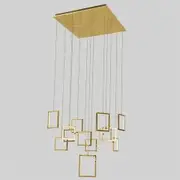 Vencha Dahli Modern Metal Square Geometric 13 Light LED Pendant Light - Gold - 3000K Warm White