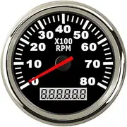 ALAGPNPMZH 85mm Boat Tacho Sensor Marine Tacho Meter with LCD Hourmeter 3000 4000 6000 8000 RPM Marine Tachometer 12V/24V Red Backlight Speedometer(BS 0-8KRPM)