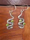 Solid Silver 925 Natural Peridot Earring, Snack Round Cut Peridot Earring