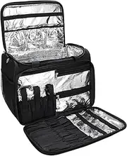 Hairstylist Traveling Bag, Large Hairdressing Case, Barber Toiletry Travel Cosmetics Beauty Organizer With Shoulder Strap, Hair Makeup Salon Insulation Material (Black)