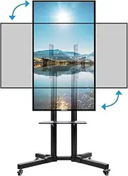 Hellsehen Rotating Mobile TV Cart Holds up to 110lbs,Rolling TVs Stand for 32-70 Inch, Portrait Landscape, Heavy-Duty Floor Base Live Stream Video Conferencing Tiktok YouTube Zoom Black