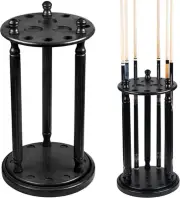 Revolving Pool Stick Holder - 100% Solid Wood Billiard Pool Cue Rack Floor Stand