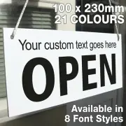 PERSONALISED CUSTOM MADE OPEN CLOSED HANGING SIGN, SHOP WINDOW/DOOR - 21 COLOURS