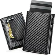 [GlasFlength] Men's Wallet with RFID Protection, Pop-up Card Case Men's Slim Wallet Men's Wallet with Coin Compartment Magnetic Card Holder Men's Wallets for 8-10 Cards, Black, Gemeinsame Größe